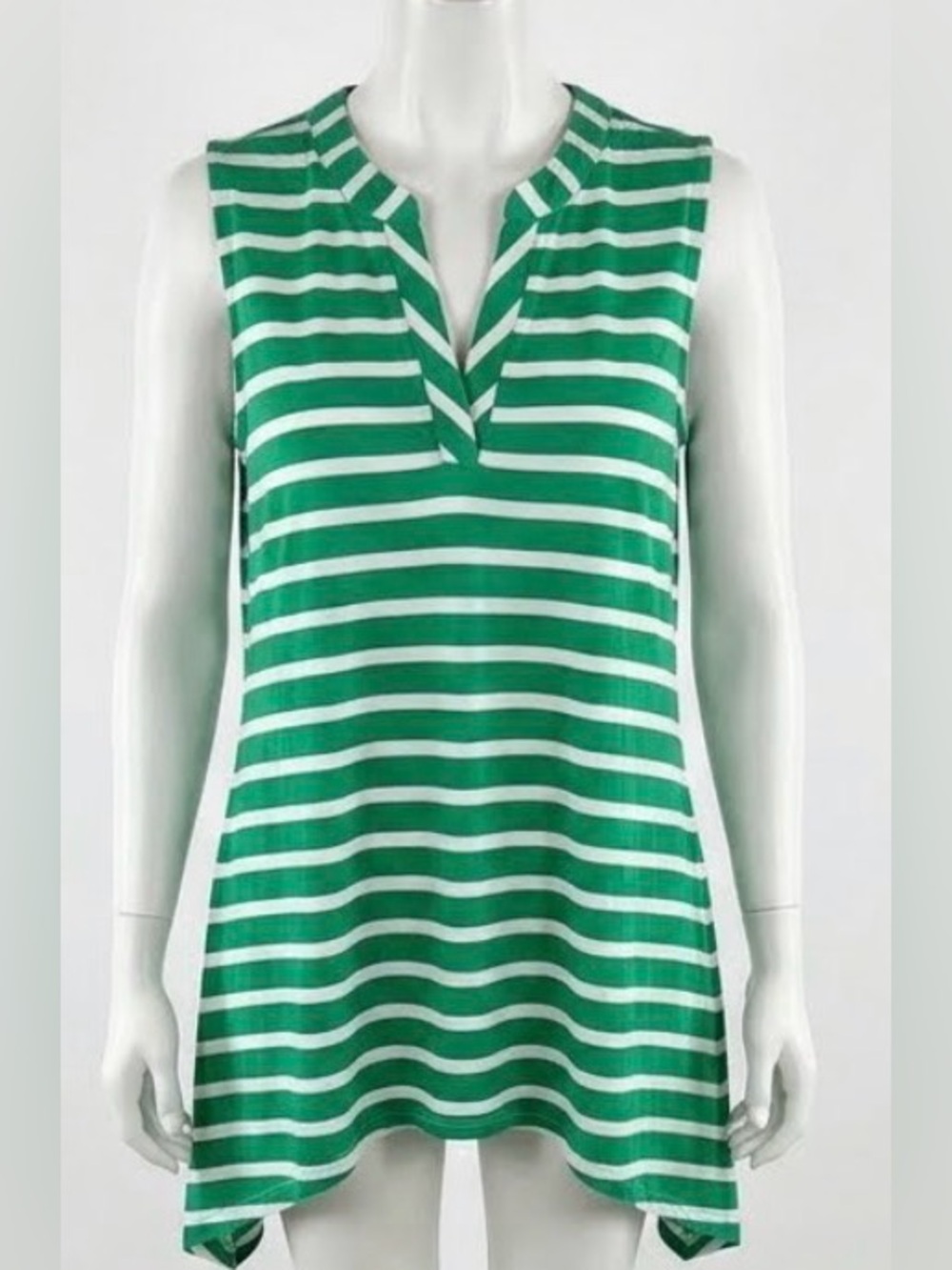 Green Striped Sleeveless Top